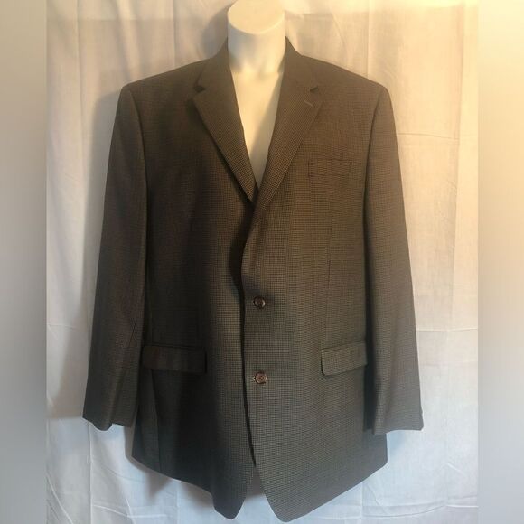 Lauren Ralph Lauren 100% Wool Fully Lined Brown Plaid Blazer. Size 50L - Picture 1 of 9